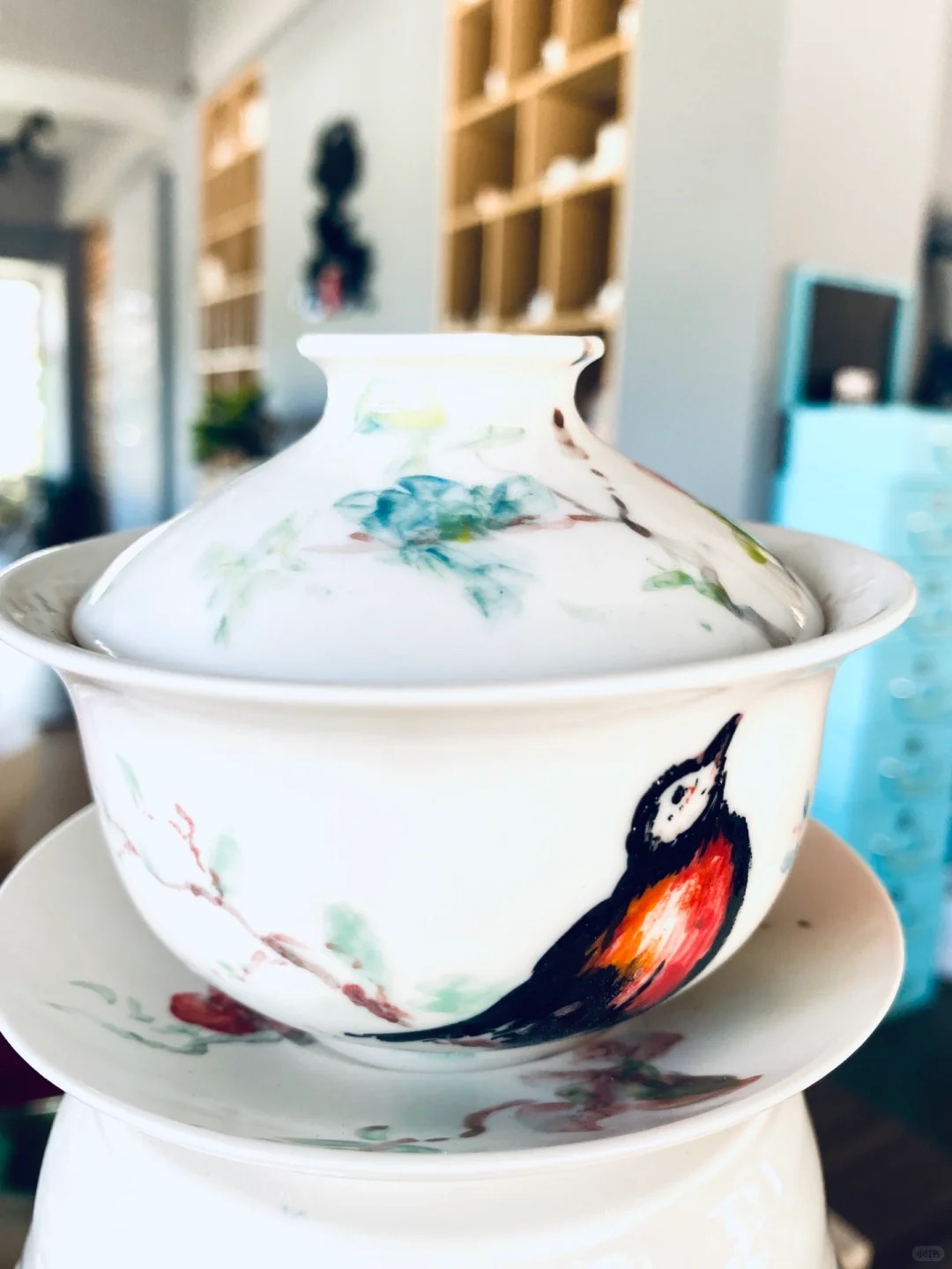 名煲陶艺：油画风盖碗，颜色有些没调好，烧制出来效果出乎意料呢