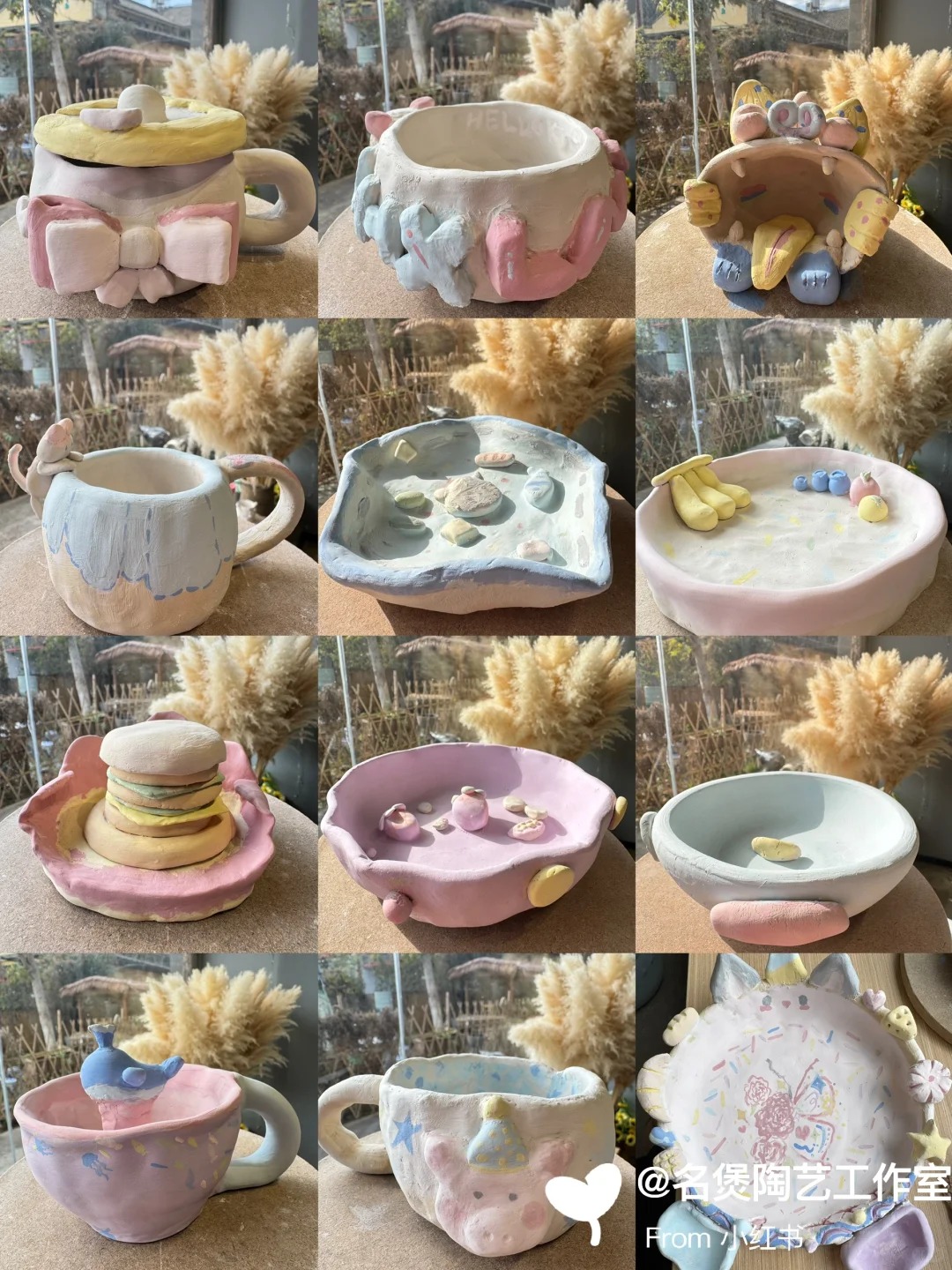 名煲陶艺：陶艺DIY，每个都是艺术品，粉色治愈系