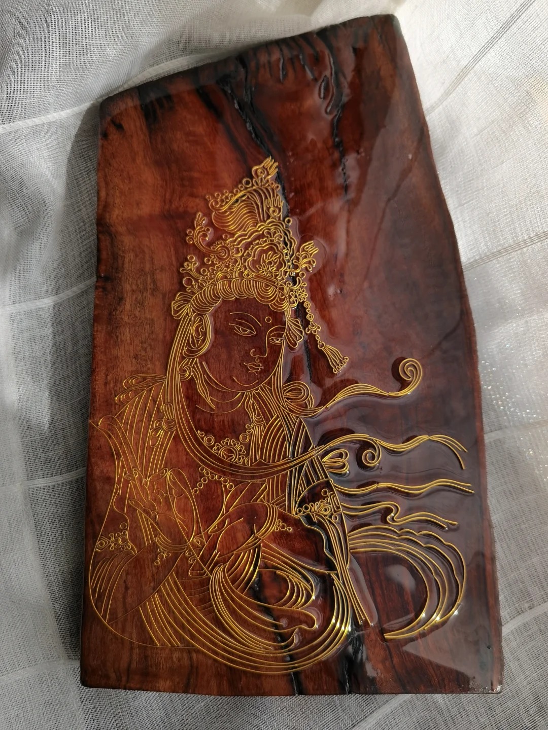 茉澜：掐丝珐琅彩画丨听劝，不点蓝，做了简单的封层保护，普贤菩萨