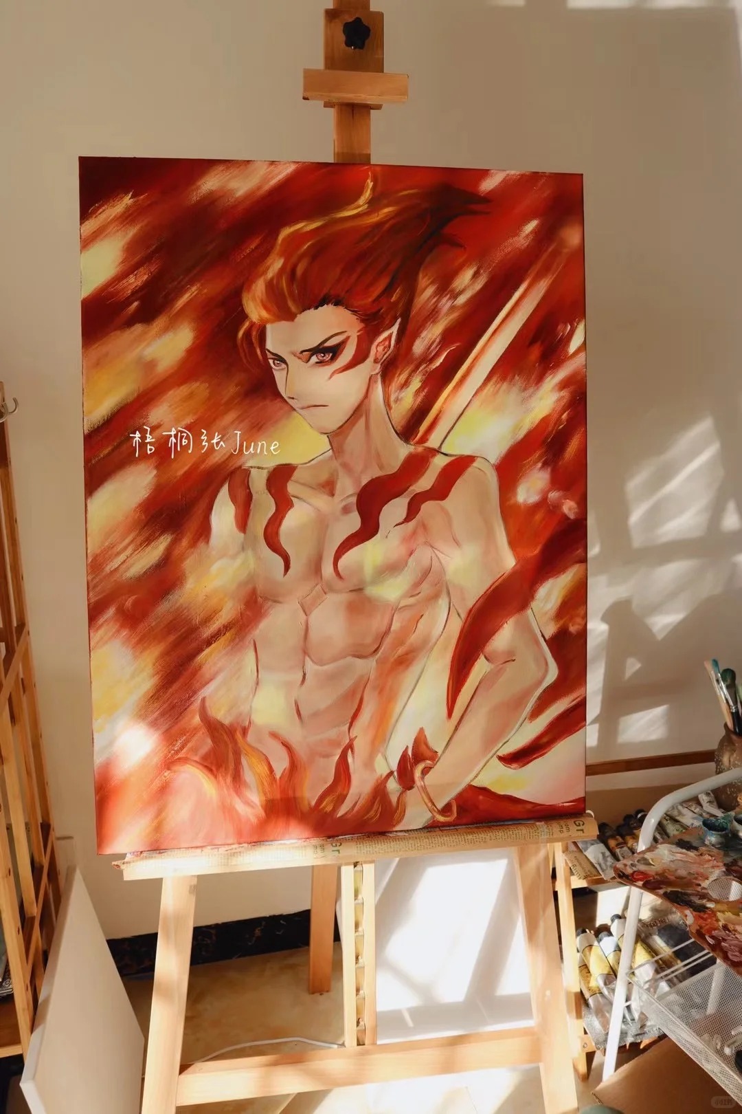 梧桐张：三年前用油画的方式画了幅哪吒