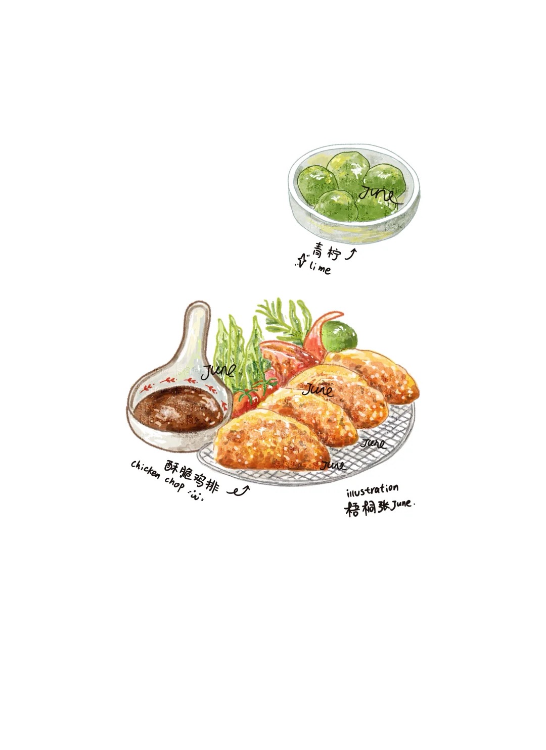 梧桐张：插画日记D33丨番茄芝士丨雪人布丁丨红果