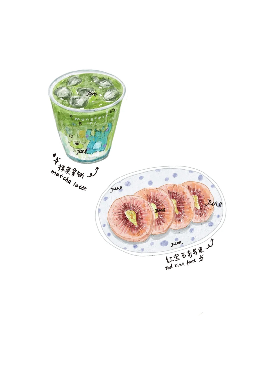 梧桐张：插画日记D33丨番茄芝士丨雪人布丁丨红果