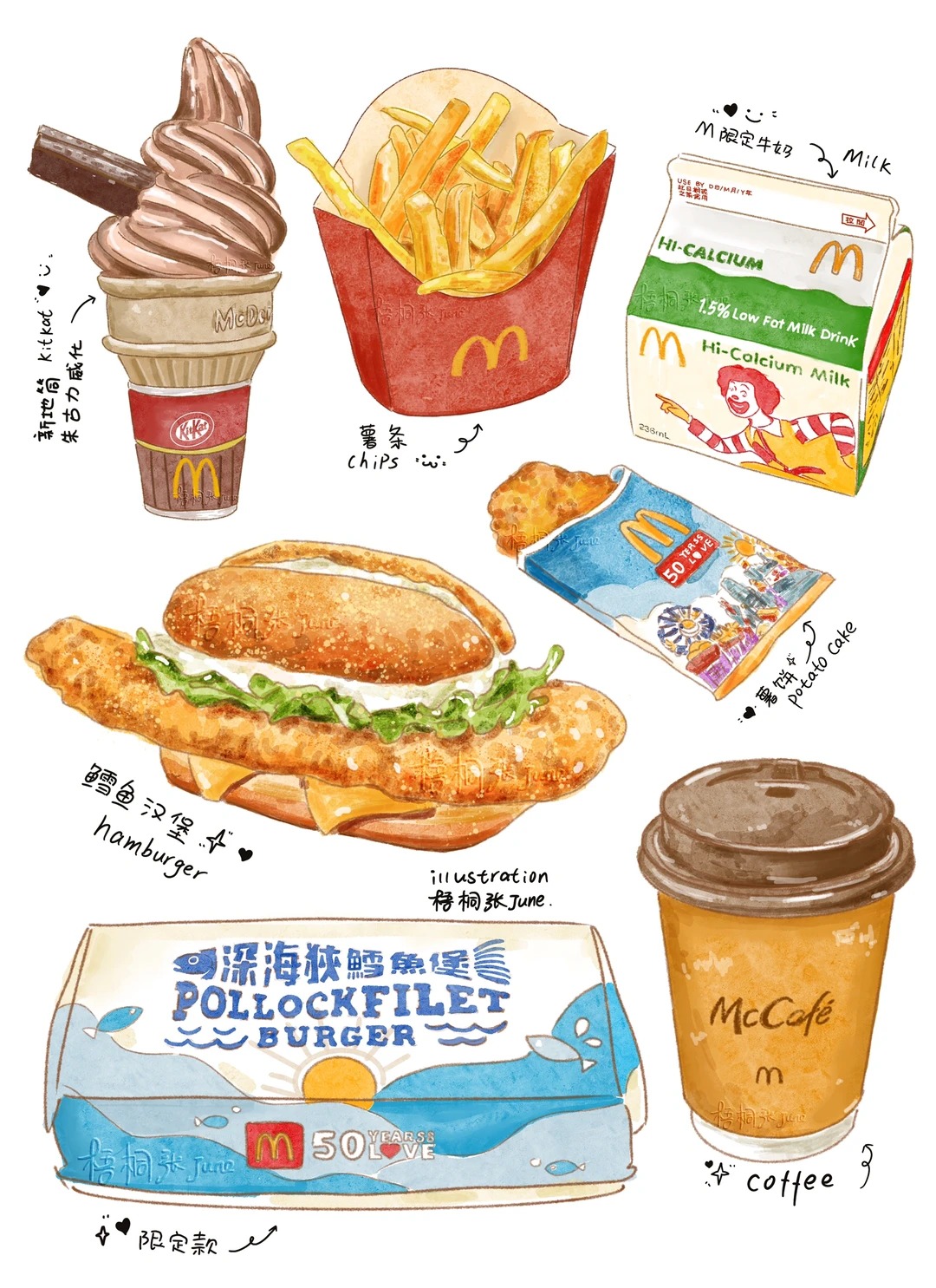梧桐张：美食插画合集