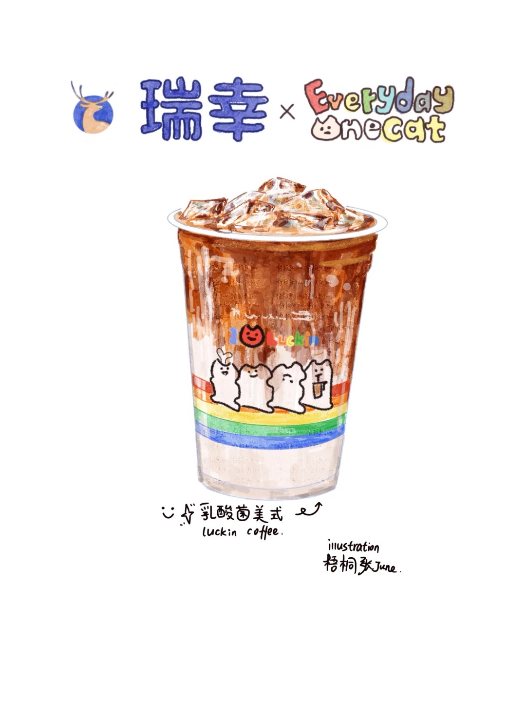 梧桐张：插画日记D34 | 瑞幸咖啡和面包