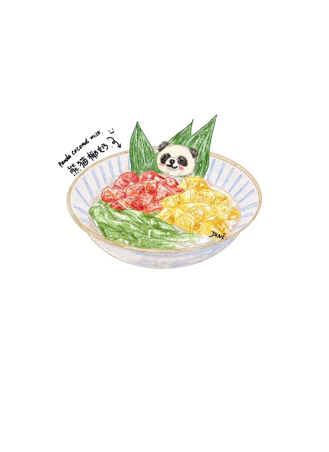 梧桐张：插画日记D37 |芝士汉堡|熊猫耶奶|青提拿铁