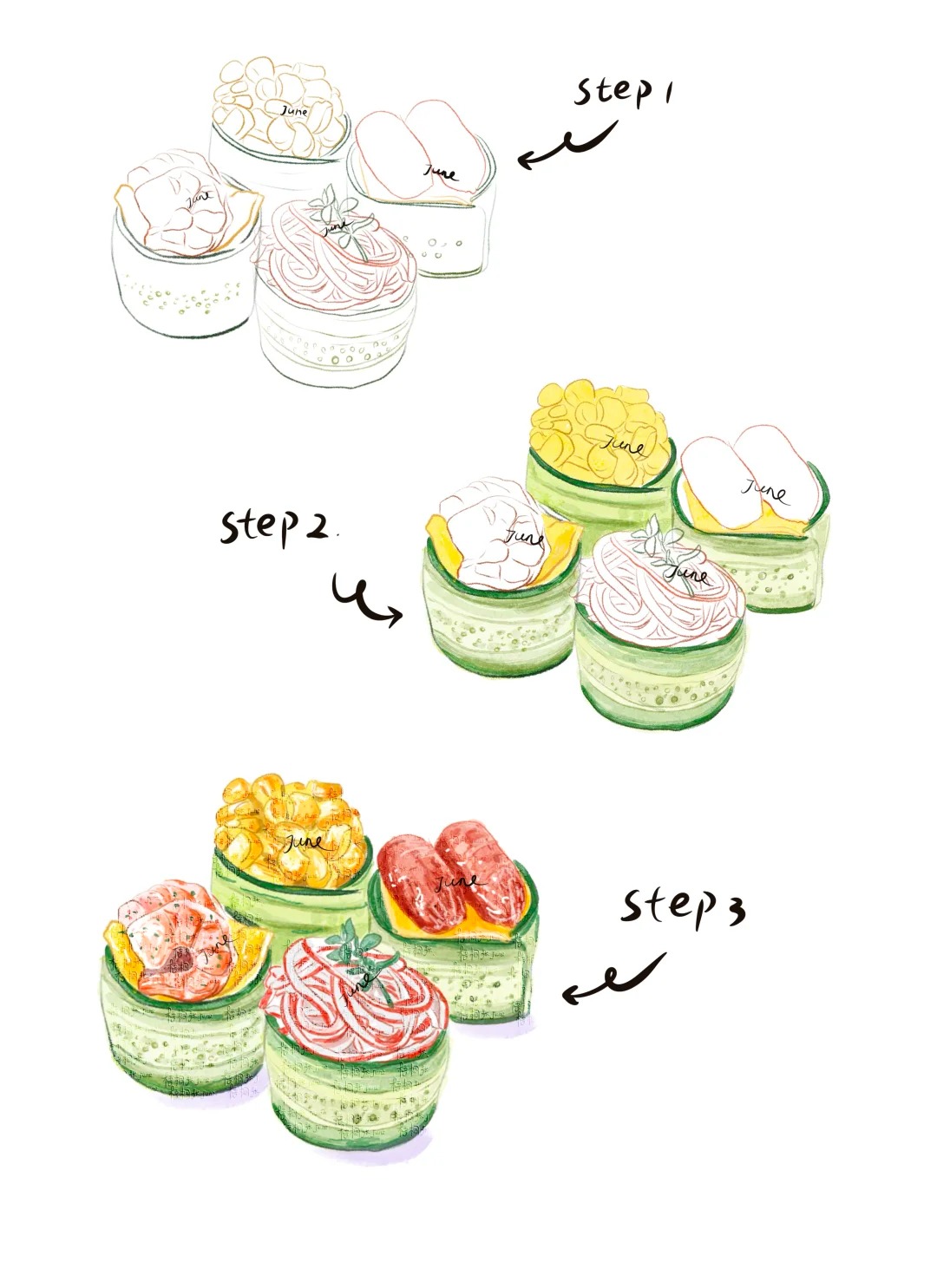 梧桐张：插画日记D43 | 咖喱饭团 | 薄巧拿铁