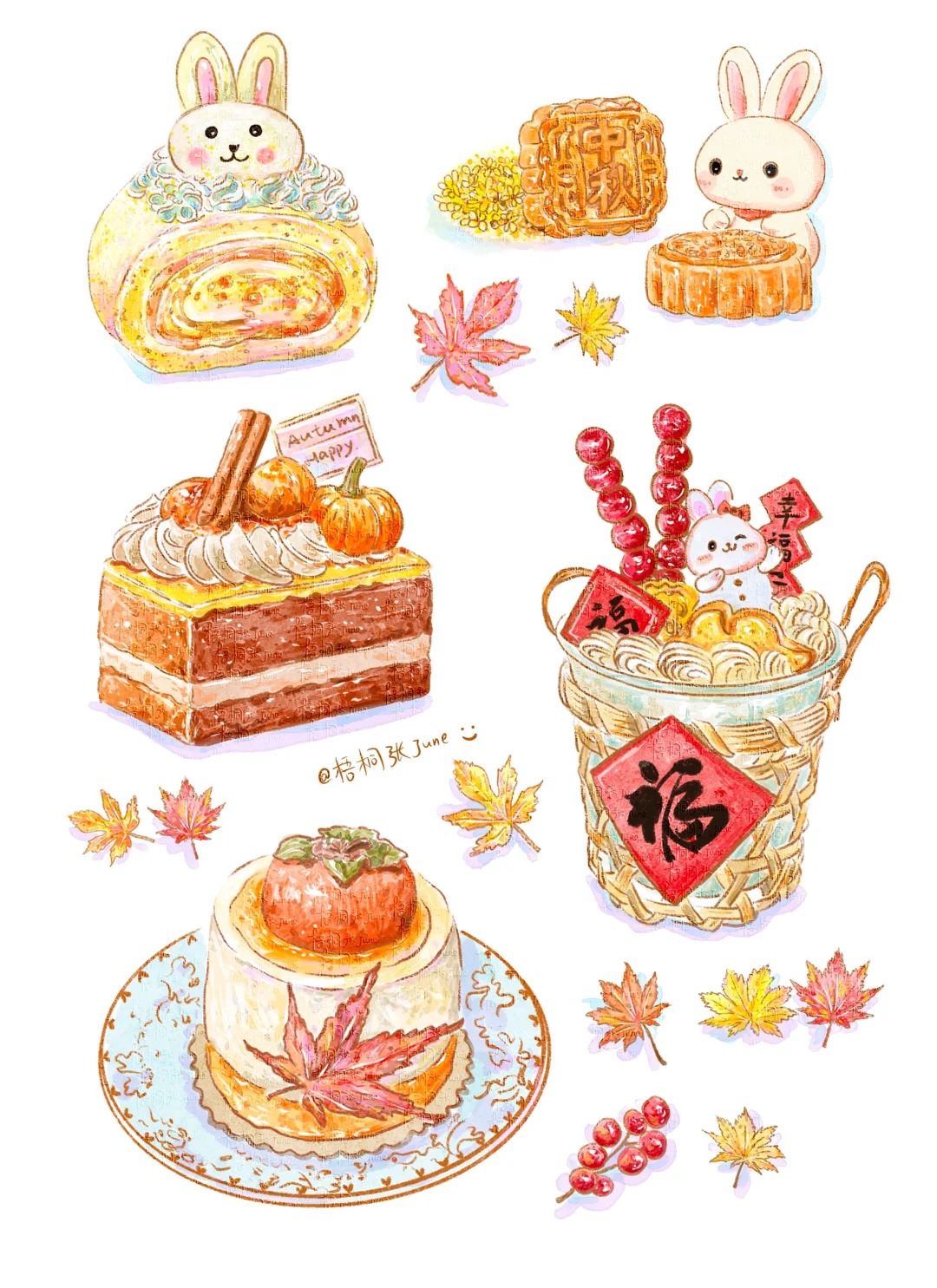 梧桐张：插画日记D49 | 秋日画册 | 中秋快乐