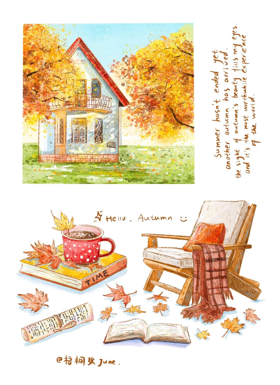梧桐张：插画日记D50 | 我的秋日画册