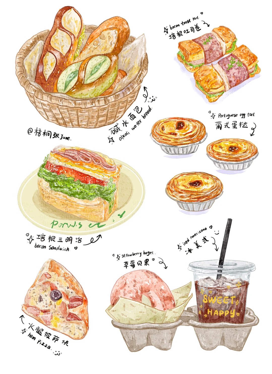 梧桐张：美食插画合集3