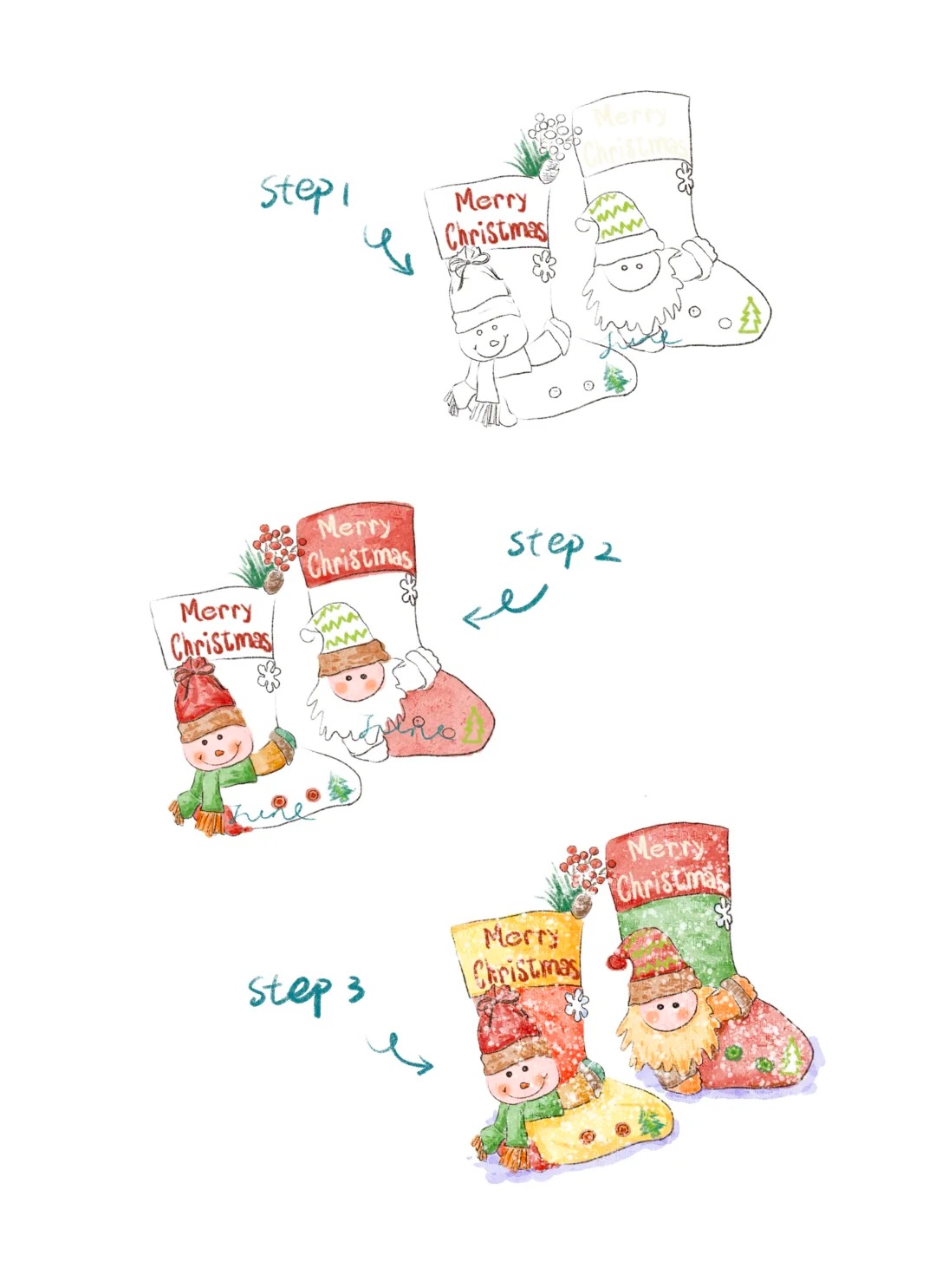 梧桐张：插画日记D56 |圣诞（左滑自取壁纸）