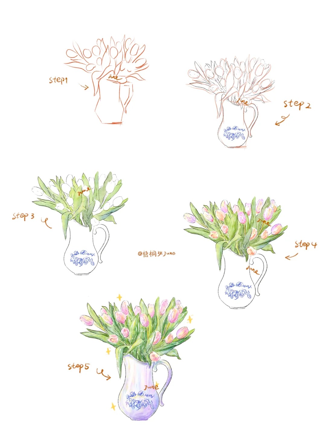 梧桐张：插画日记D58 | 给冬天加点郁金香