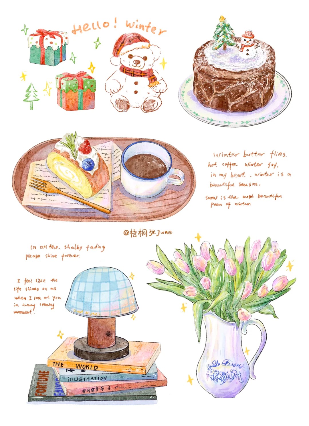 梧桐张：插画日记D58 | 给冬天加点郁金香